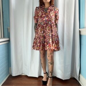 karlie retro floral babydoll dress size large